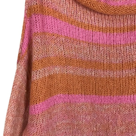 Free People Orange Candy Stripe Cowl Neck Sweater Tunic / Dress - Picture 10 of 16